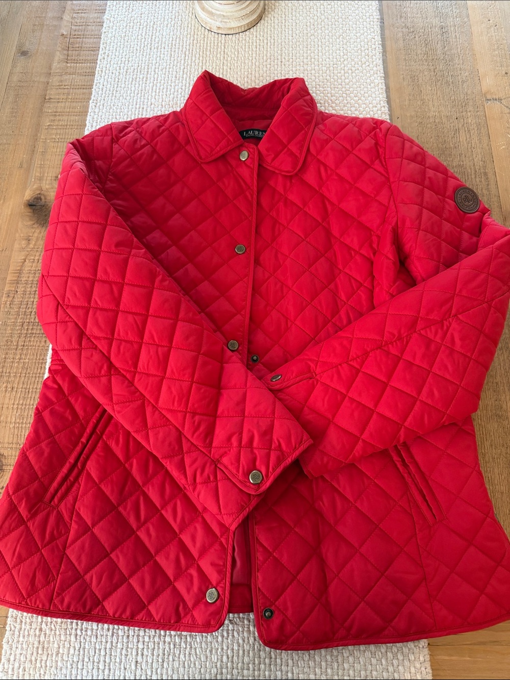 Lauren Ralph Lauren Bright Red Quilted Utility Jacket